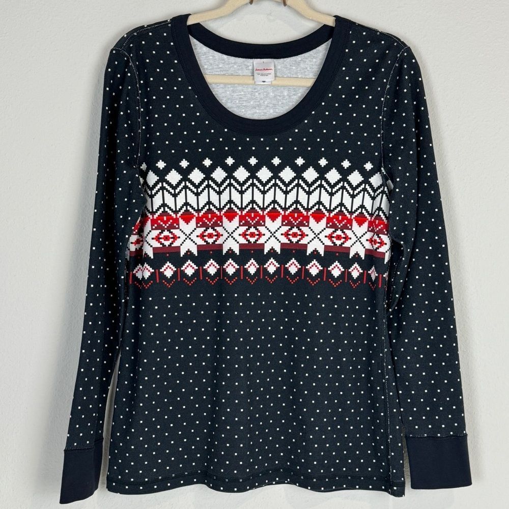 Hanna Andersson Organic Cotton Heritage Fairisle Black Pajama Top L